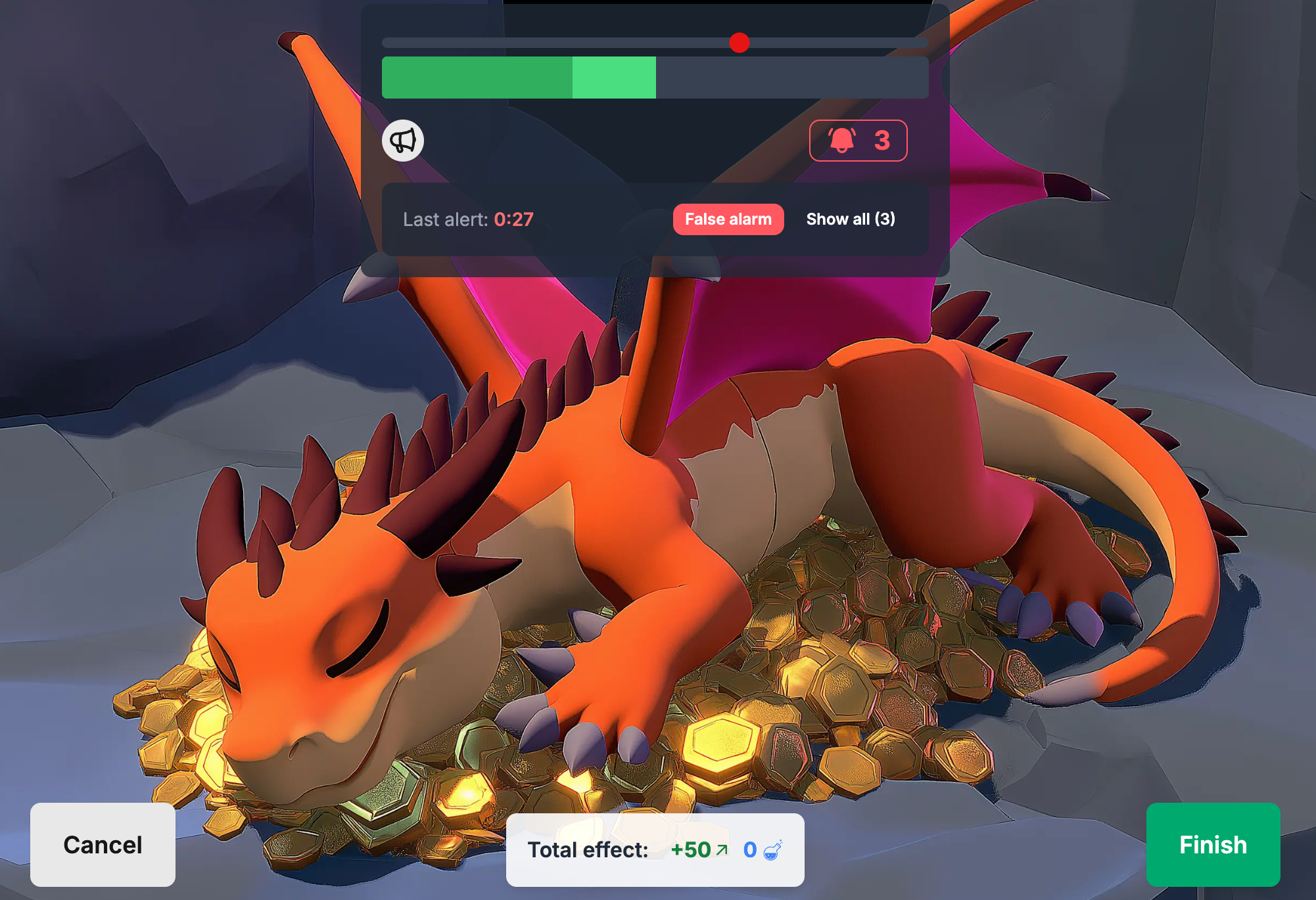 Zmaj mirno spi v ozadju